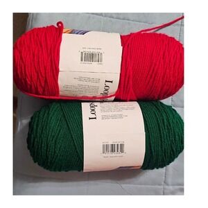 Loops & Threads Impeccable Yarn Bundle Bright Red and Ivy Green Medium 4 Acrylic